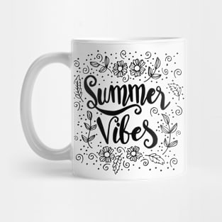 Summer vibes  hand drawn vector lettering phrase. Mug